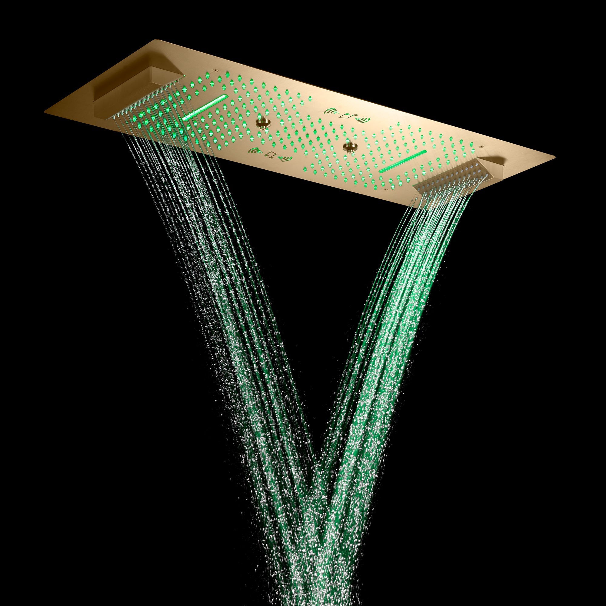 Colorado|36"X 16" In Dual Showerhead 7 Functions Complete Led Music Shower System 6 Body Jets 2x Wall Mounted Rainfall Showerhead