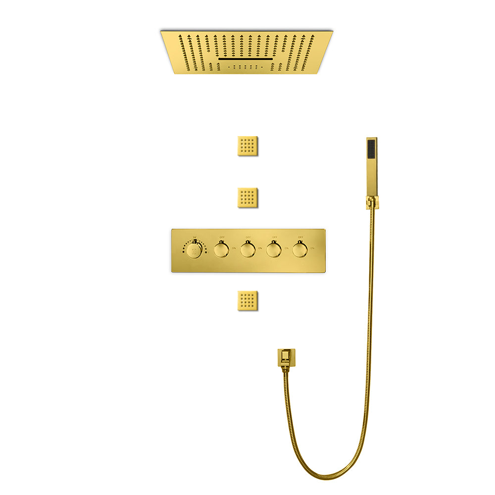 Nile Gold Complete "16x"16 Music LED Shower System Rain & Waterfall Functions