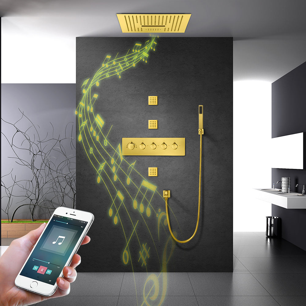 Nile Gold Complete "16x"16 Music LED Shower System Rain & Waterfall Functions