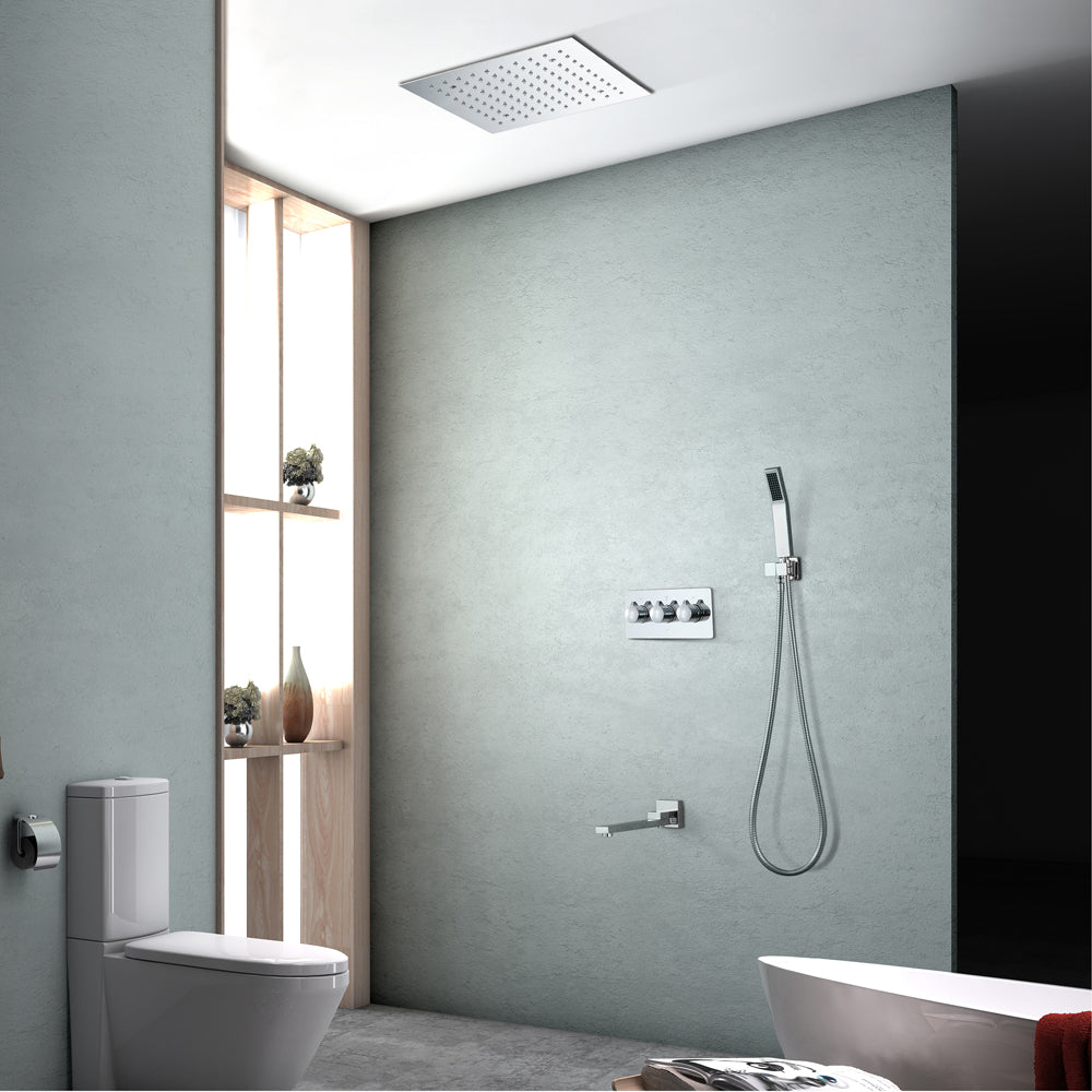 Queen Creek  "12x"12 LED Pressure Balanced  LED Rain Shower System - Available in Black & Chrome