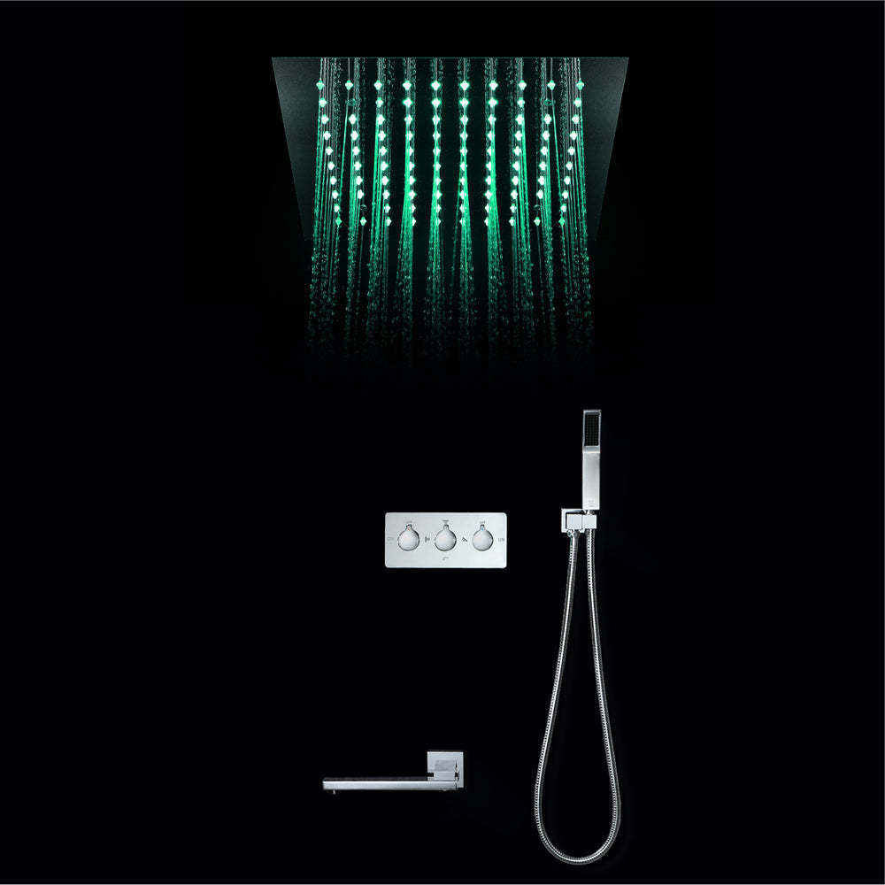 Queen Creek  "12x"12 LED Pressure Balanced  LED Rain Shower System - Available in Black & Chrome
