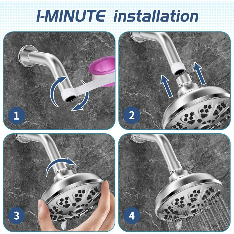 10-Mode High-Pressure Rain Shower Head with Adjustable Spray Settings – Massage, Mist & Pause Functions