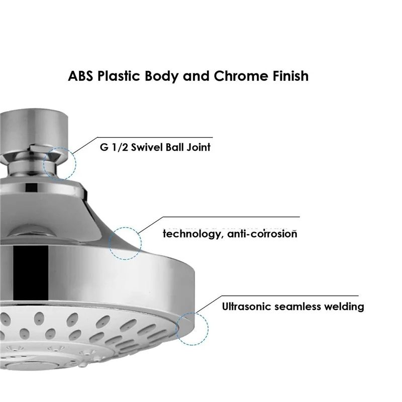 High-Pressure Chrome Rain Shower Head – Adjustable 3-Mode Wall-Mount Shower Head for Powerful Full Coverage