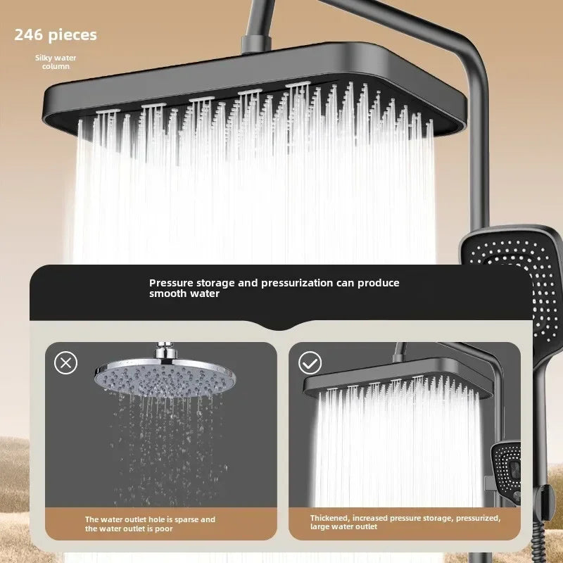 14 Inch Ultra-Thin Rainfall Shower Head – Pressurized Stainless Steel Water-Saving Top Spray for Modern Bathrooms