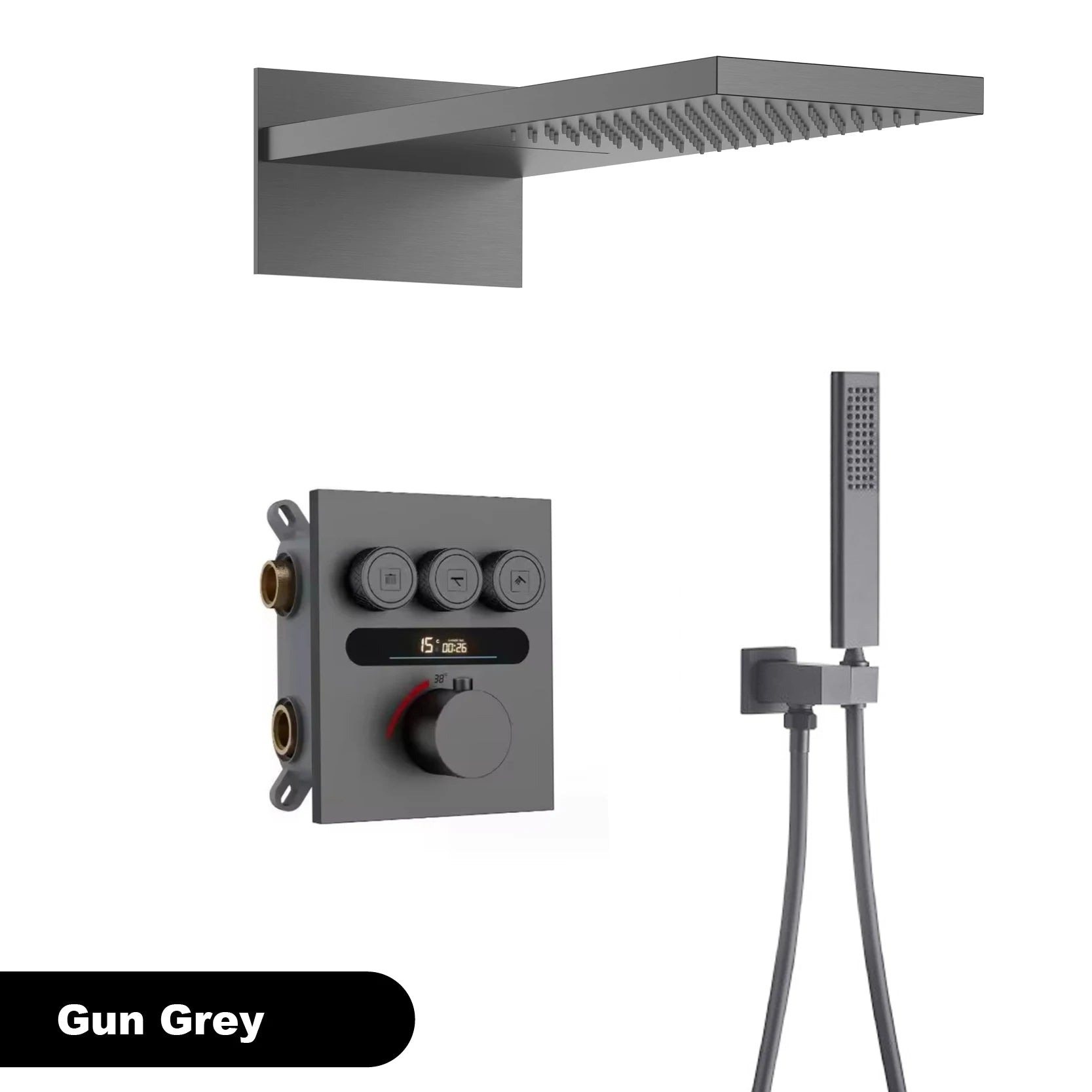 Smart Digital Rainfall Shower System with Thermostatic Control & Handheld Sprayer – Luxury Wall-Mount Set