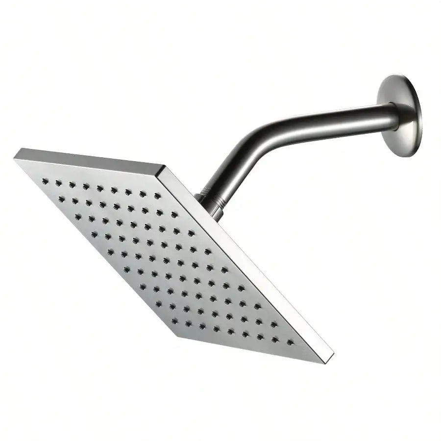 Brushed Nickel Square Rain Shower Head – Modern High-Pressure Wall-Mount Shower for Luxurious Bathrooms