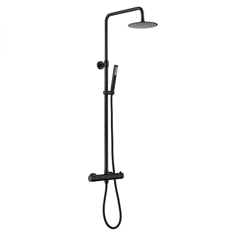 Brushed Nickel Rainfall Shower System with Handheld Sprayer & Thermostatic Mixer – Modern Wall-Mount Luxury Set