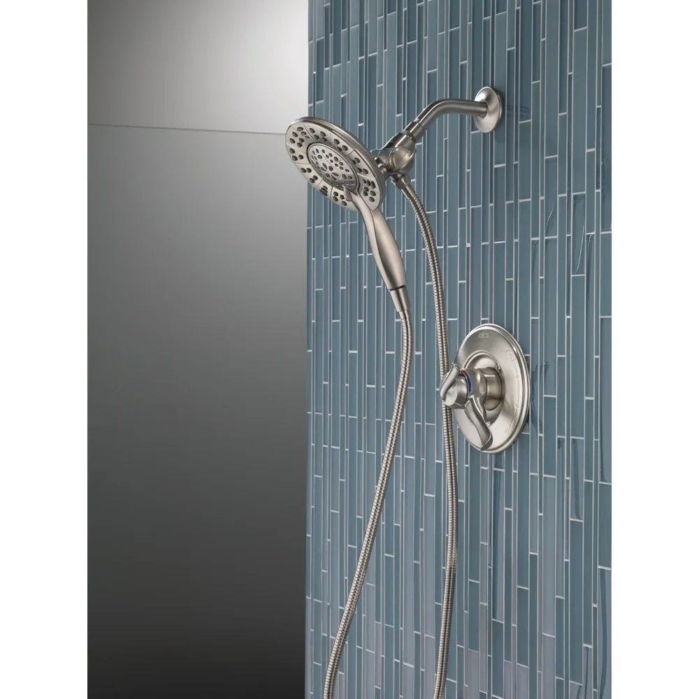 Dual 2-in-1 High-Pressure Shower Head with Handheld Sprayer – 5 Spray Settings Nickel Finish