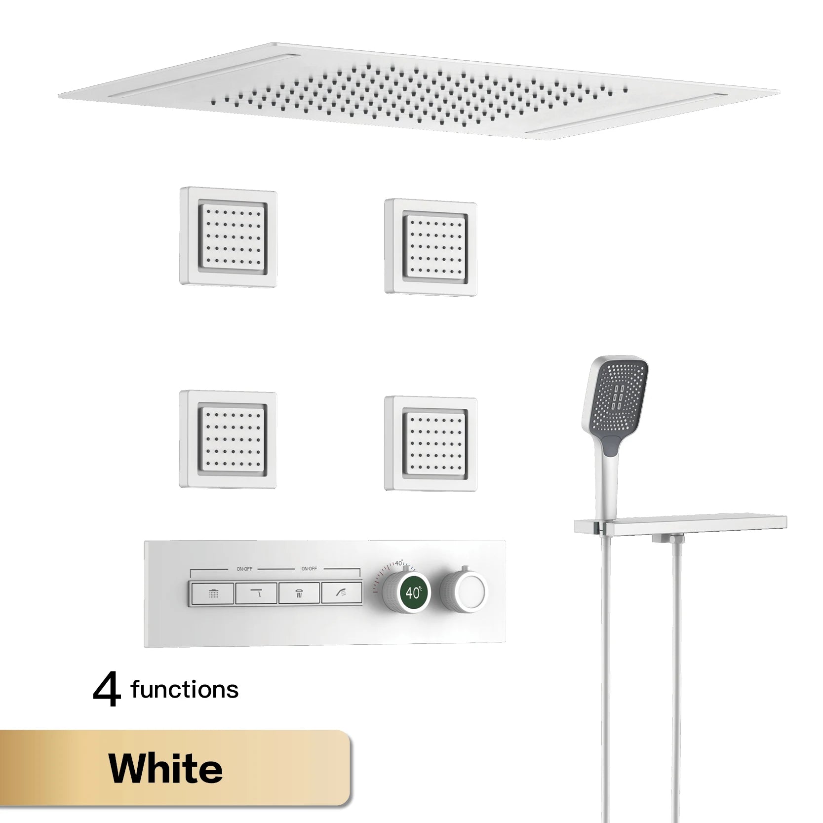 Luxury Smart Digital Rainfall Shower System with Body Jets & Handheld Sprayer – Thermostatic Multi-Function Spa Shower Set