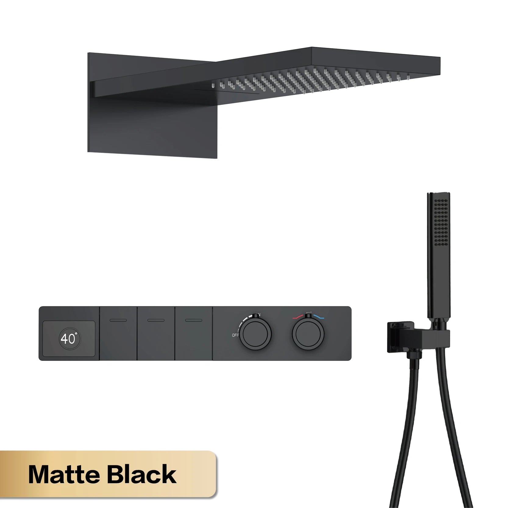 Luxury Digital Thermostatic Rainfall Shower System with Handheld Sprayer & Waterfall Mode – Modern Wall-Mounted Shower Set