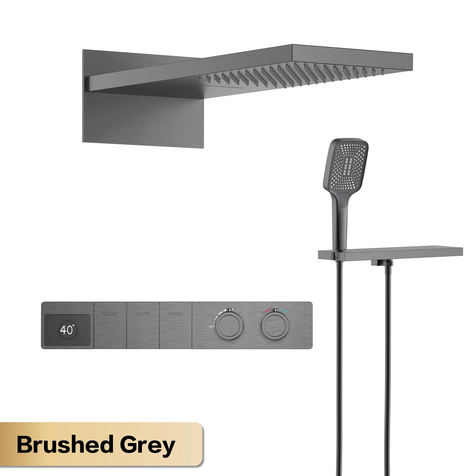 Luxury Digital Thermostatic Rainfall Shower System with Handheld Sprayer & Waterfall Mode – Modern Wall-Mounted Shower Set