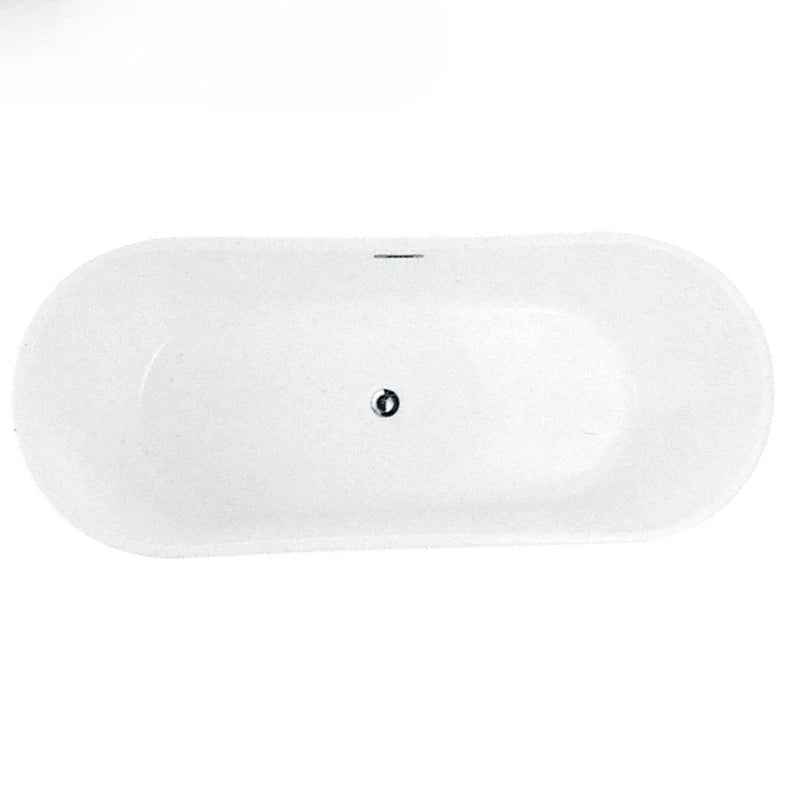60-Inch Freestanding Soaking Bathtub – Modern Oval Design with Deep Comfort Basin