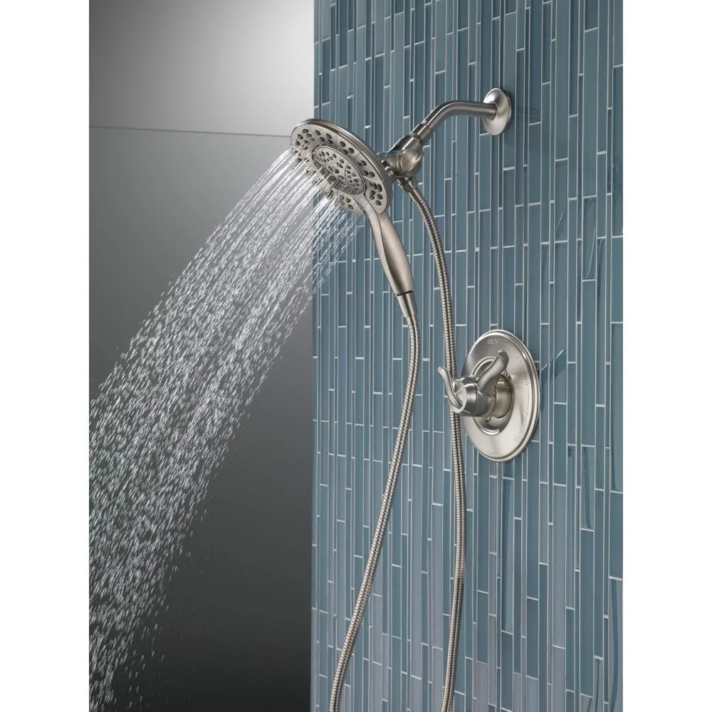 Dual 2-in-1 High-Pressure Shower Head with Handheld Sprayer – 5 Spray Settings Nickel Finish
