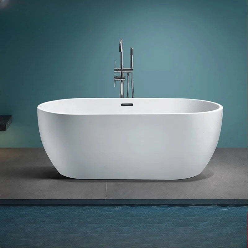 60-Inch Freestanding Soaking Bathtub – Modern Oval Design with Deep Comfort Basin