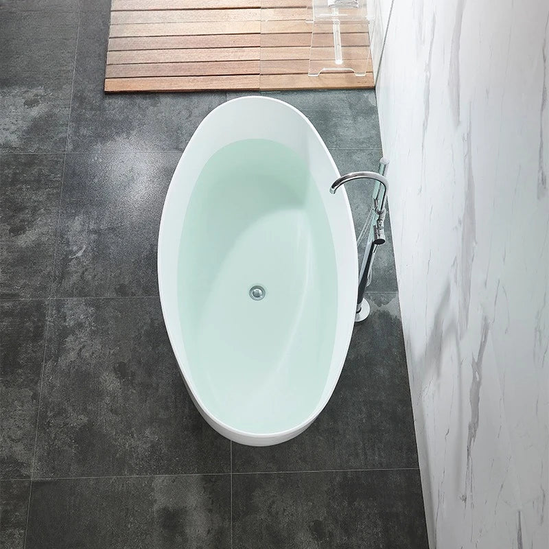 60-Inch Freestanding Soaking Bathtub – Modern Oval Design with Deep Comfort Basin