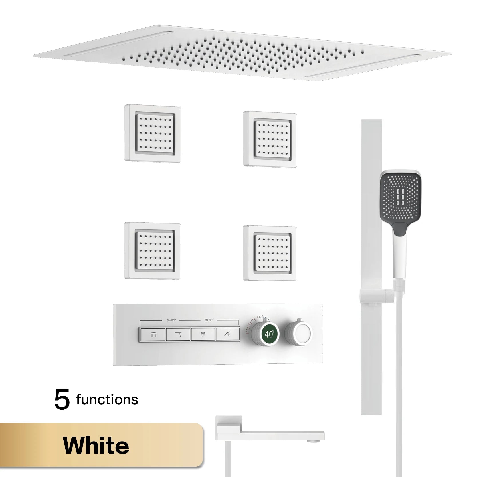 Luxury Smart Digital Rainfall Shower System with Body Jets & Handheld Sprayer – Thermostatic Multi-Function Spa Shower Set