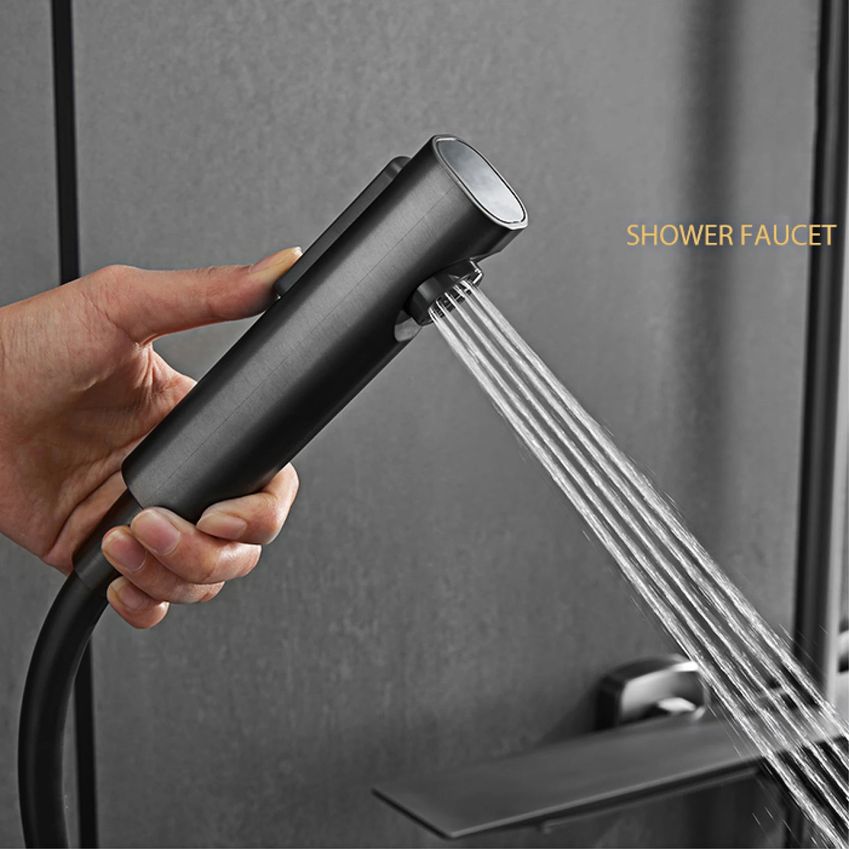 Matte Black Rainfall Shower System – Digital Temperature Display Mixer Faucet with Handheld Sprayer | Modern Bathroom Set