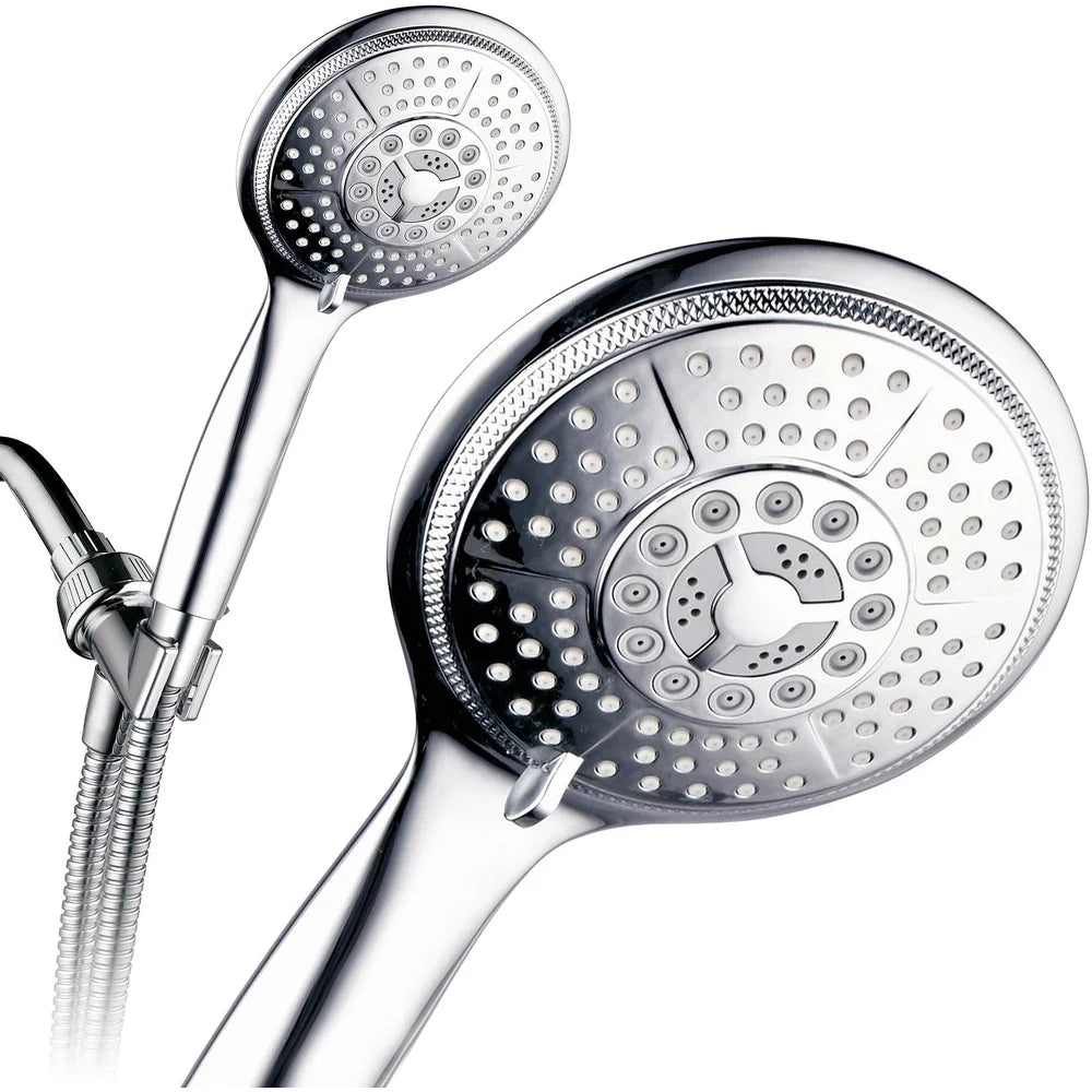 6-Setting High-Pressure Handheld Shower Head with Stainless Steel Hose – Adjustable Chrome Rain & Massage Spray