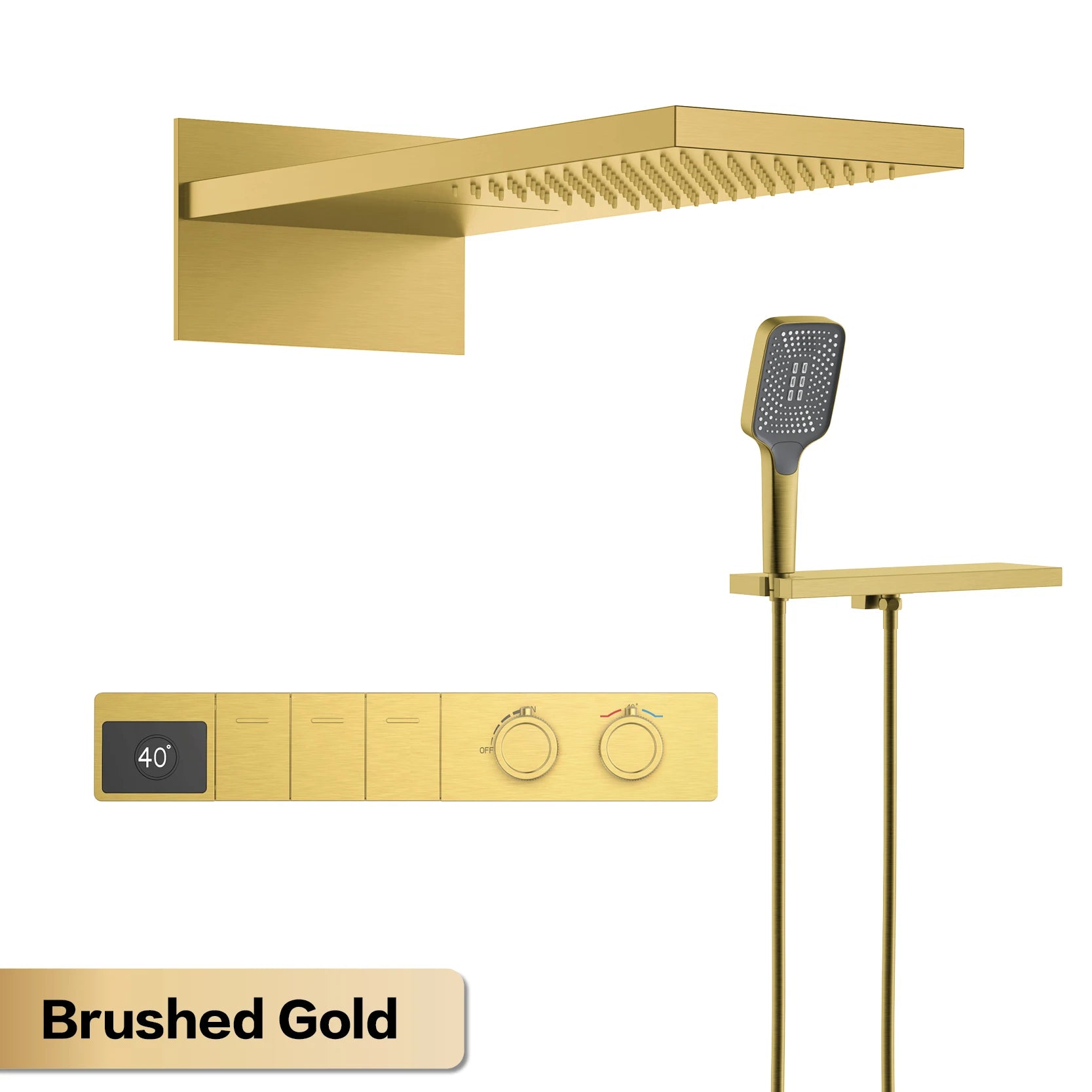 Luxury Digital Thermostatic Rainfall Shower System with Handheld Sprayer & Waterfall Mode – Modern Wall-Mounted Shower Set