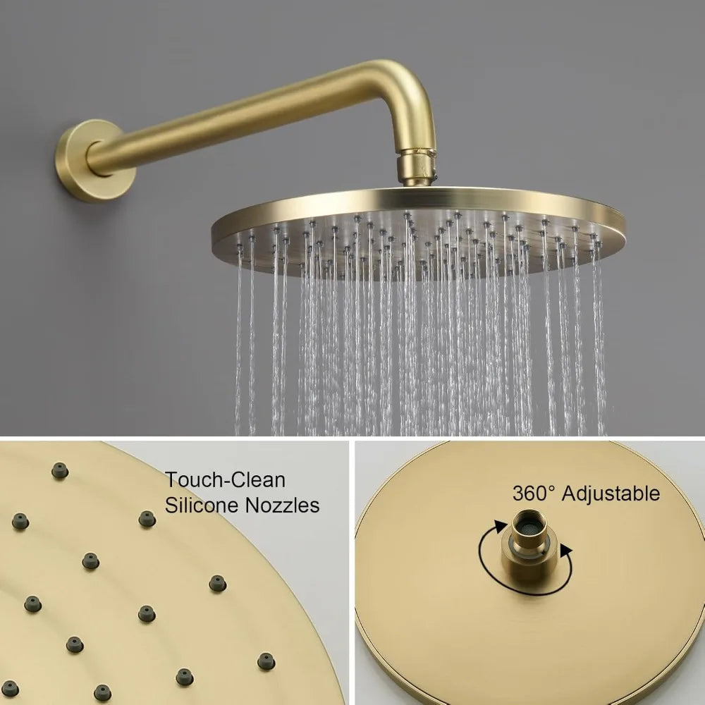 Luxury Wall-Mount Shower System with Rain Shower Head & Handheld Sprayer – Modern Dual Function Design