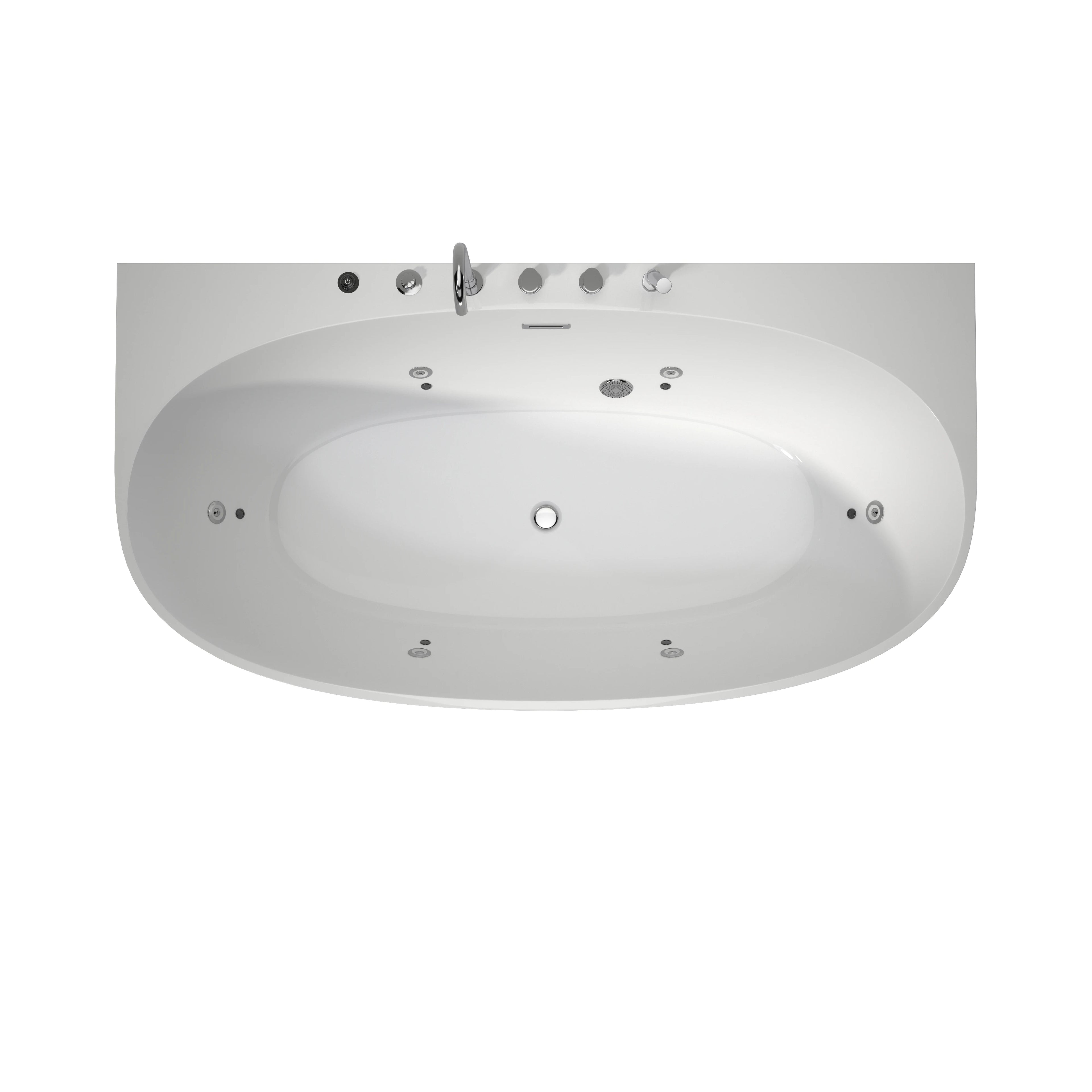 67" LED Corlorful Light Massage Acrylic White Bathtub Whirlpool Jacuzzi Tub for Bathroom Soaking Tub with Faucet