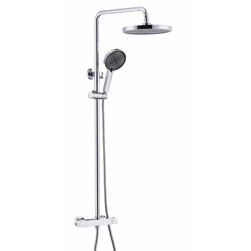 Dual Shower System with Rainfall Shower Head & Handheld Sprayer – High-Pressure Thermostatic Chrome Shower Set