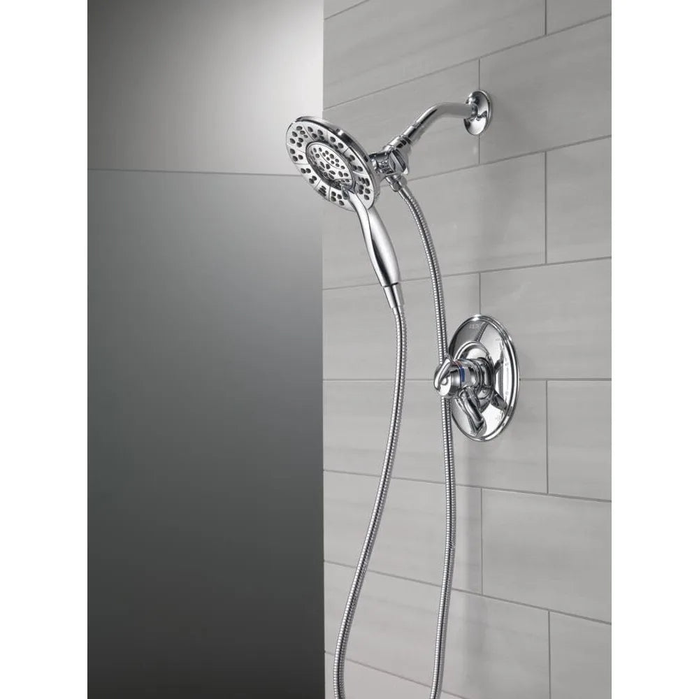 Dual 2-in-1 High-Pressure Shower Head with Handheld Sprayer – 5 Spray Settings Chrome