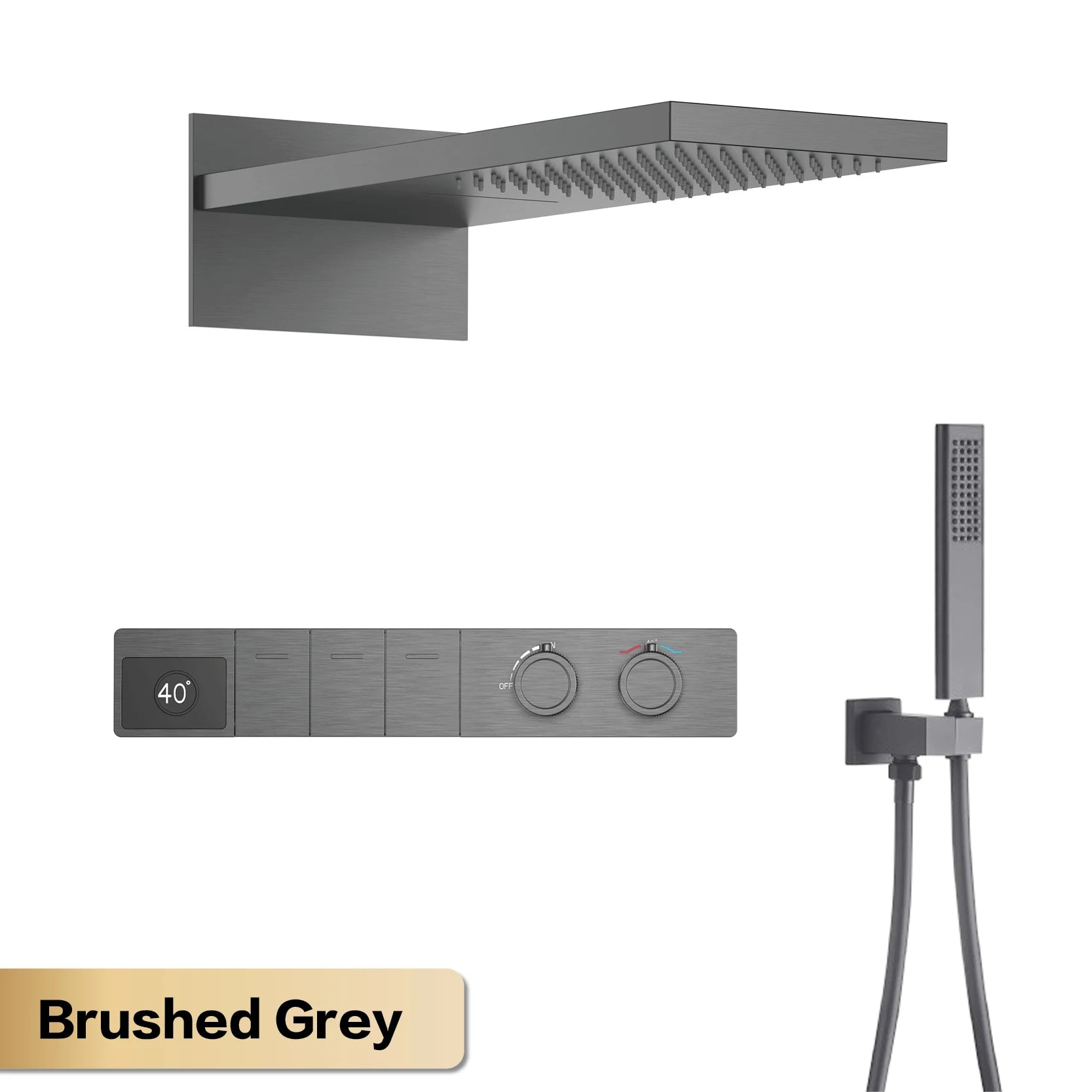 Luxury Digital Thermostatic Rainfall Shower System with Handheld Sprayer & Waterfall Mode – Modern Wall-Mounted Shower Set