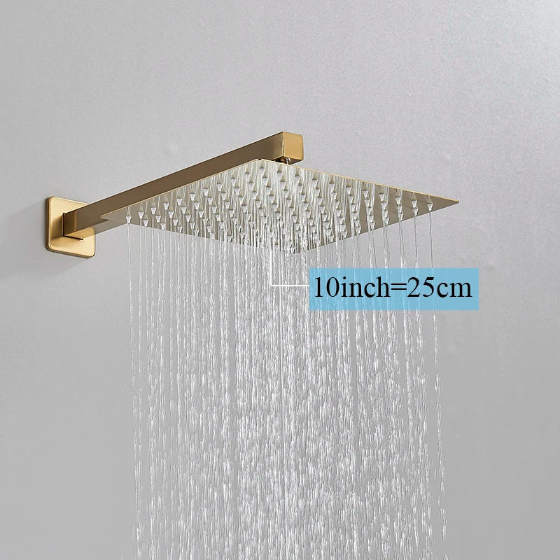 Ultra-Thin Rainfall Shower Head – Water Saving Stainless Steel 8/10/12 Inch with Wall Mount Arm
