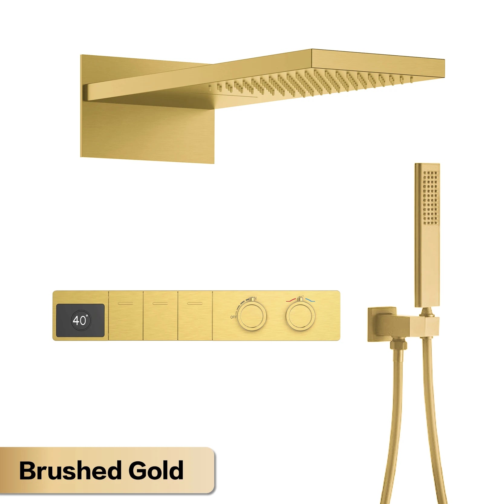 Luxury Digital Thermostatic Rainfall Shower System with Handheld Sprayer & Waterfall Mode – Modern Wall-Mounted Shower Set