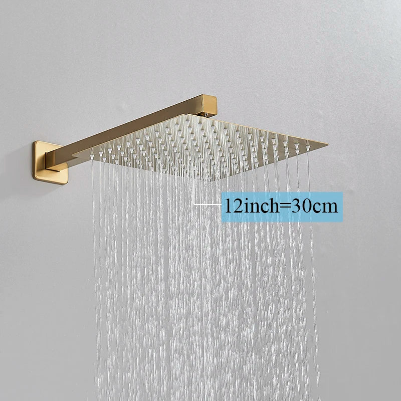 Ultra-Thin Rainfall Shower Head – Water Saving Stainless Steel 8/10/12 Inch with Wall Mount Arm