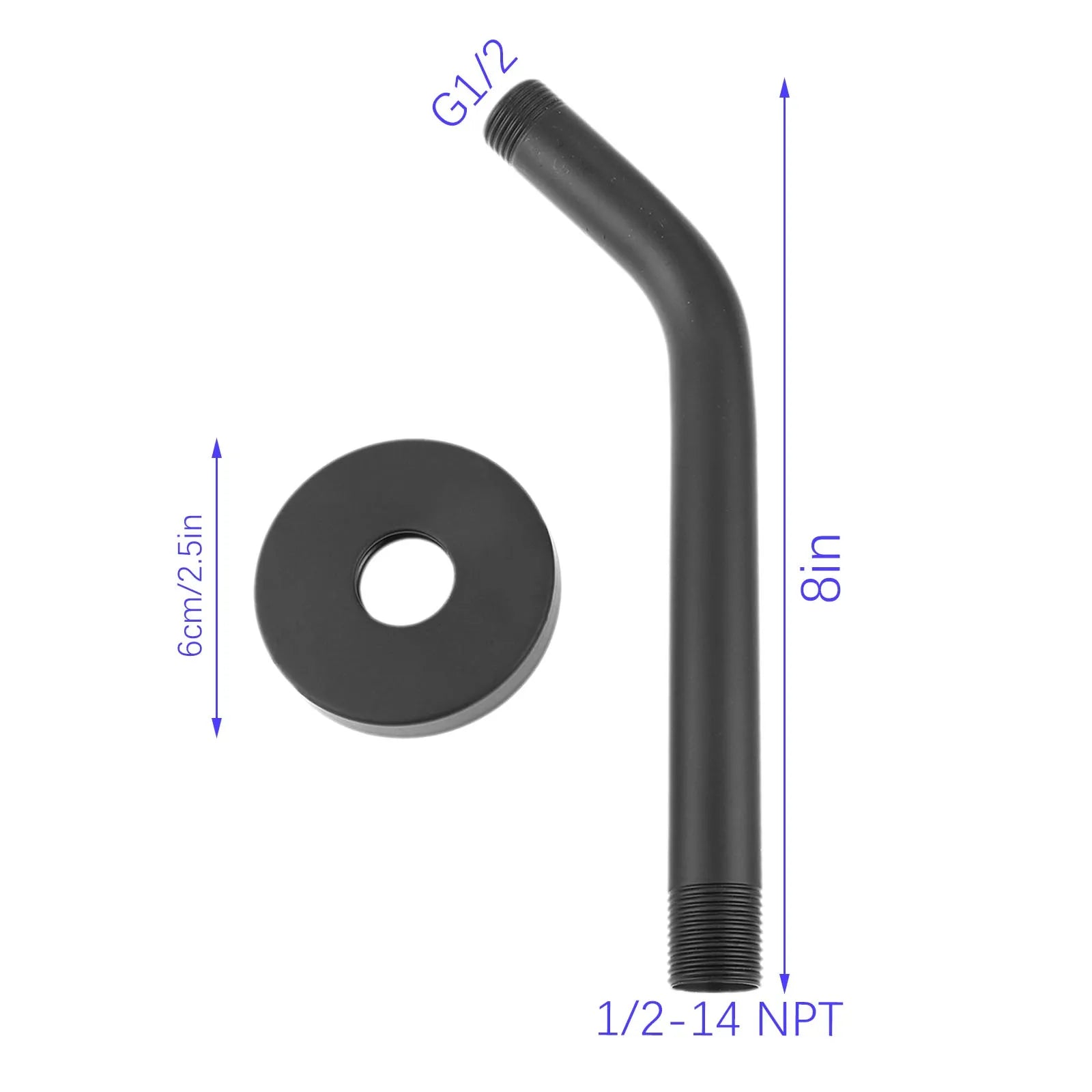 Stainless Steel Rain Shower Head with 8/10/12 Inch Adjustable Arm – High-Pressure Luxury Wall-Mount Shower Head