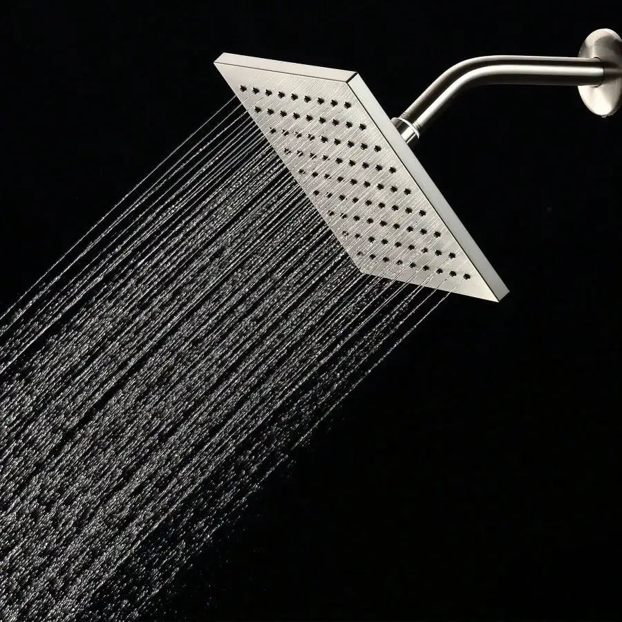 Brushed Nickel Square Rain Shower Head – Modern High-Pressure Wall-Mount Shower for Luxurious Bathrooms