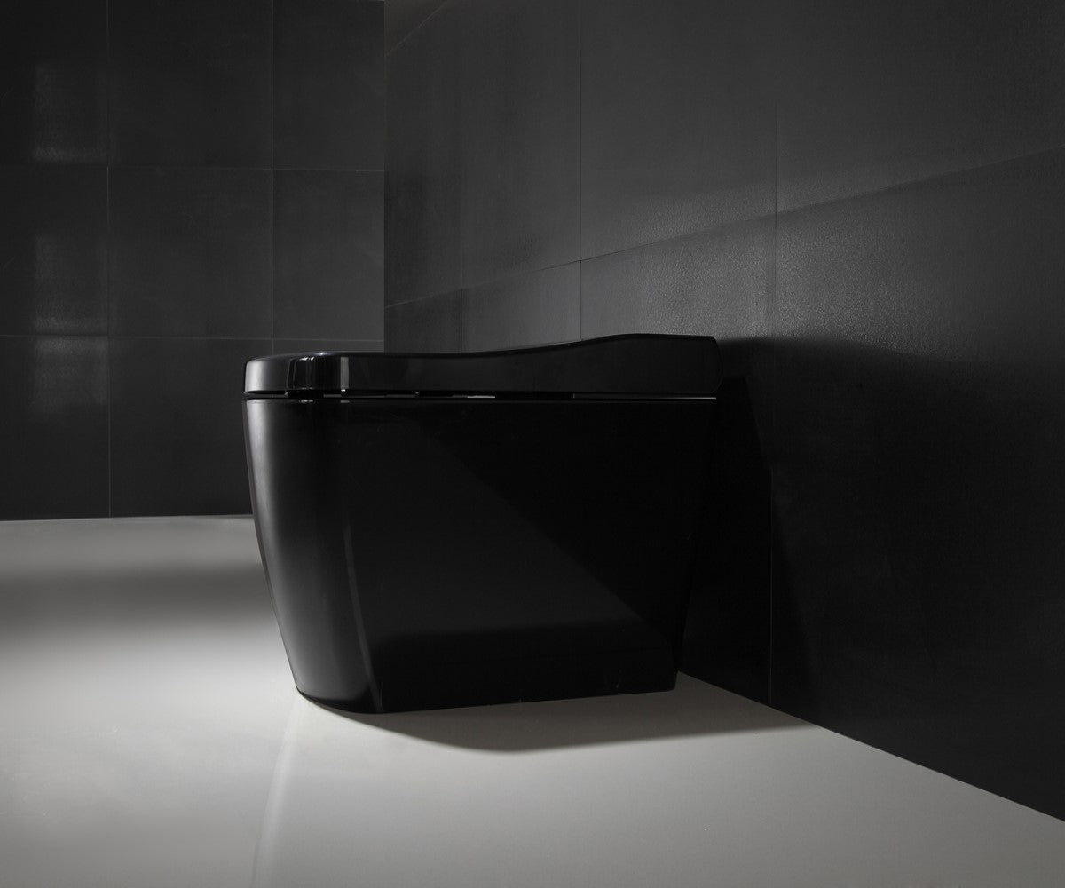 SLT38| Luxury One-Piece Black Smart Elongated Toilet With Flush Control