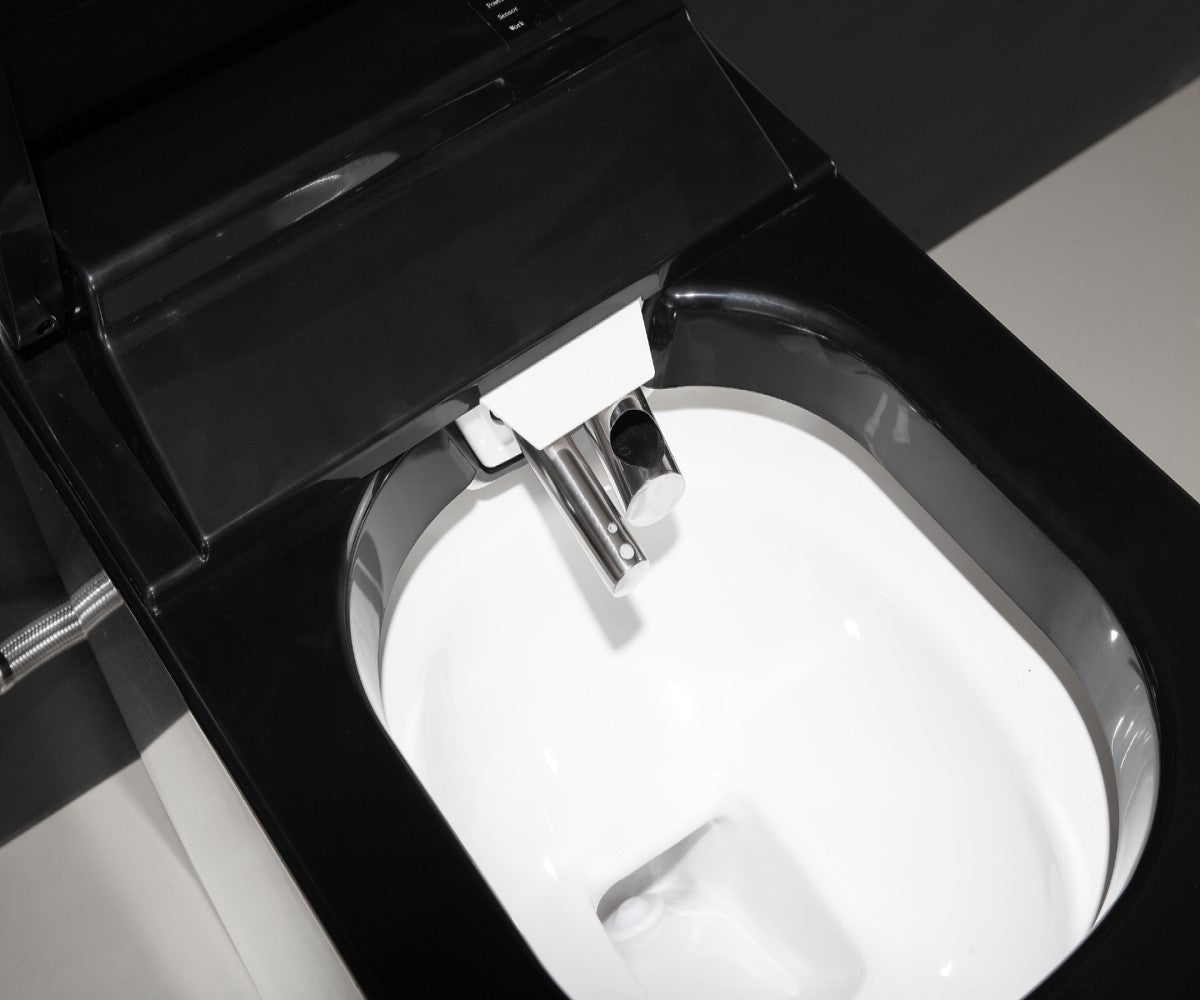 SLT38| Luxury One-Piece Black Smart Elongated Toilet With Flush Control