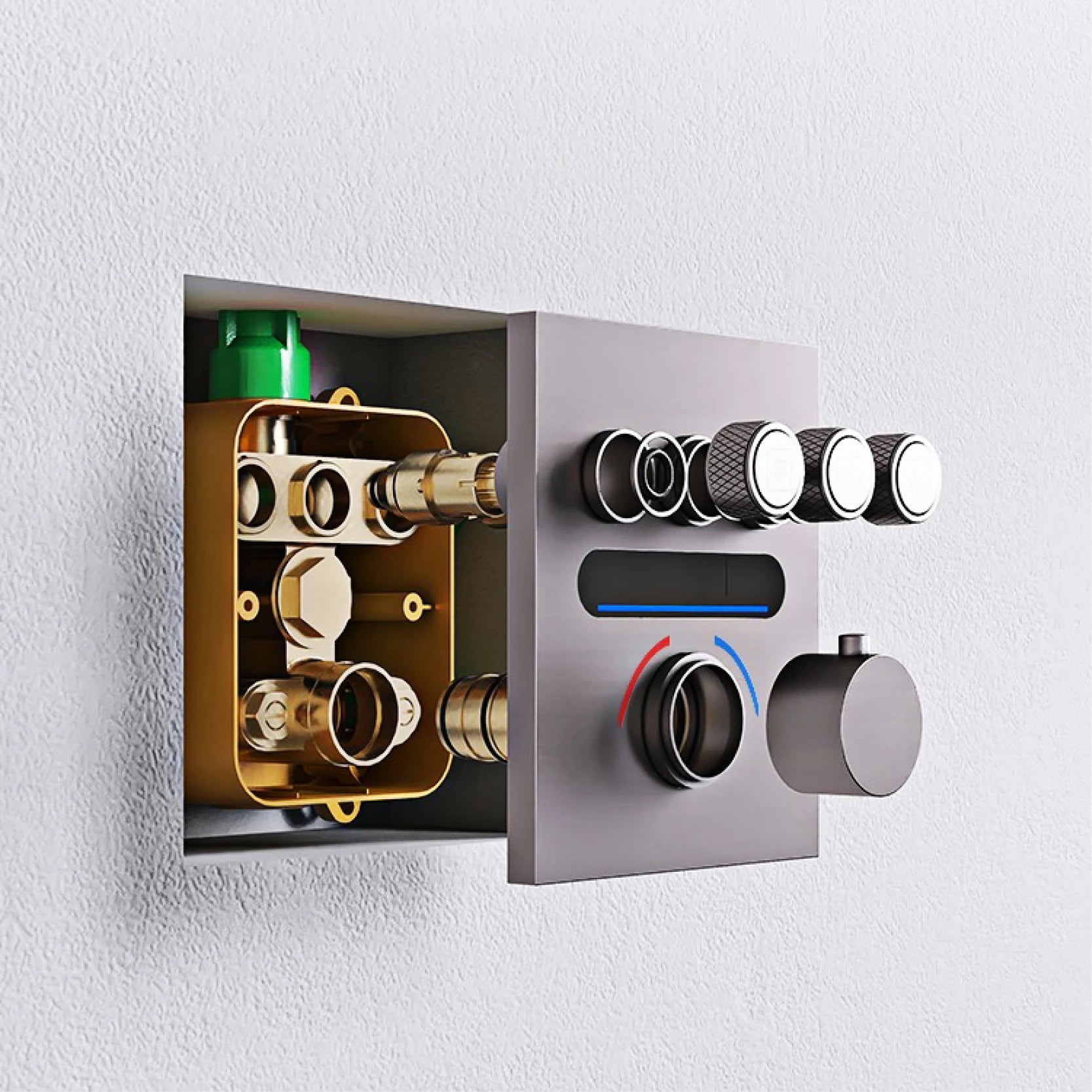 Smart Digital Rainfall Shower System with Thermostatic Control & Handheld Sprayer – Luxury Wall-Mount Set