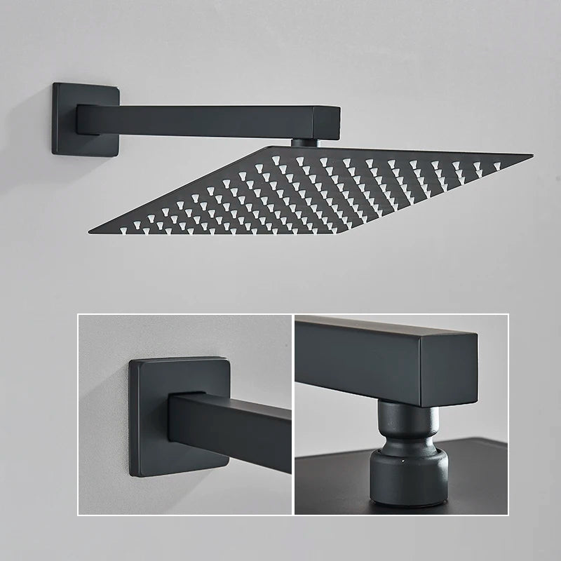 Ultra-Thin Rainfall Shower Head – Water Saving Stainless Steel 8/10/12 Inch with Wall Mount Arm