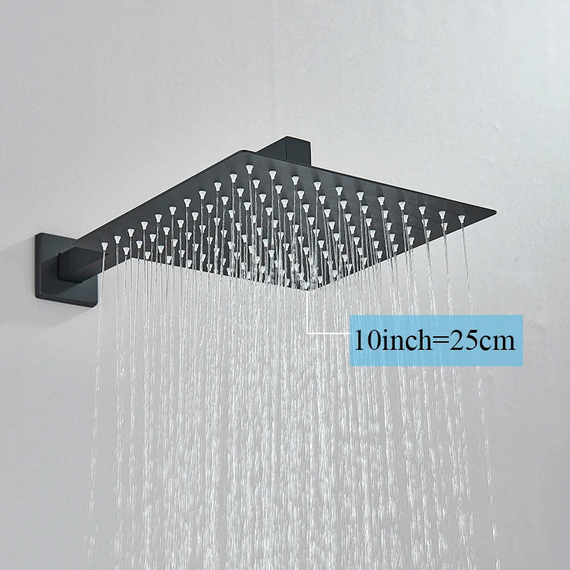 Ultra-Thin Rainfall Shower Head – Water Saving Stainless Steel 8/10/12 Inch with Wall Mount Arm