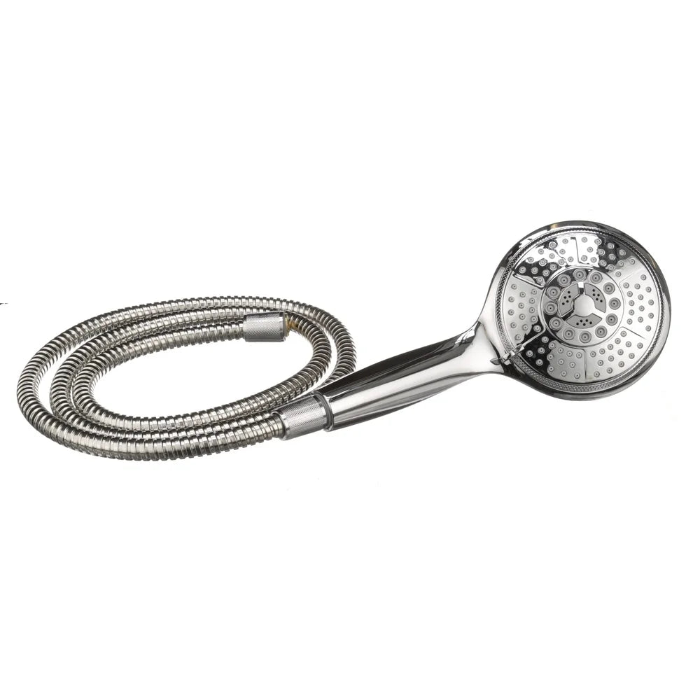 6-Setting High-Pressure Handheld Shower Head with Stainless Steel Hose – Adjustable Chrome Rain & Massage Spray