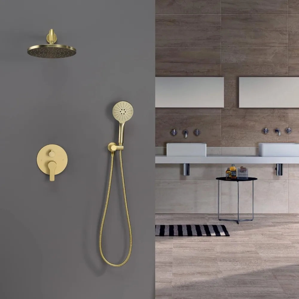 Luxury Wall-Mount Shower System with Rain Shower Head & Handheld Sprayer – Modern Dual Function Design