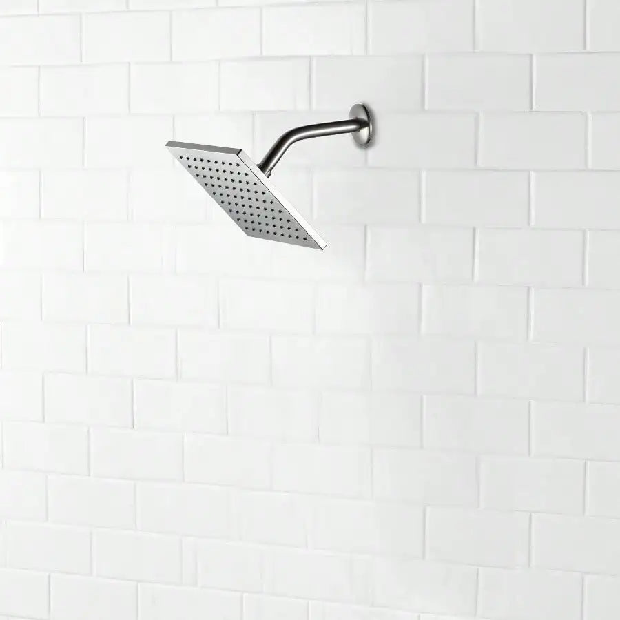 Brushed Nickel Square Rain Shower Head – Modern High-Pressure Wall-Mount Shower for Luxurious Bathrooms