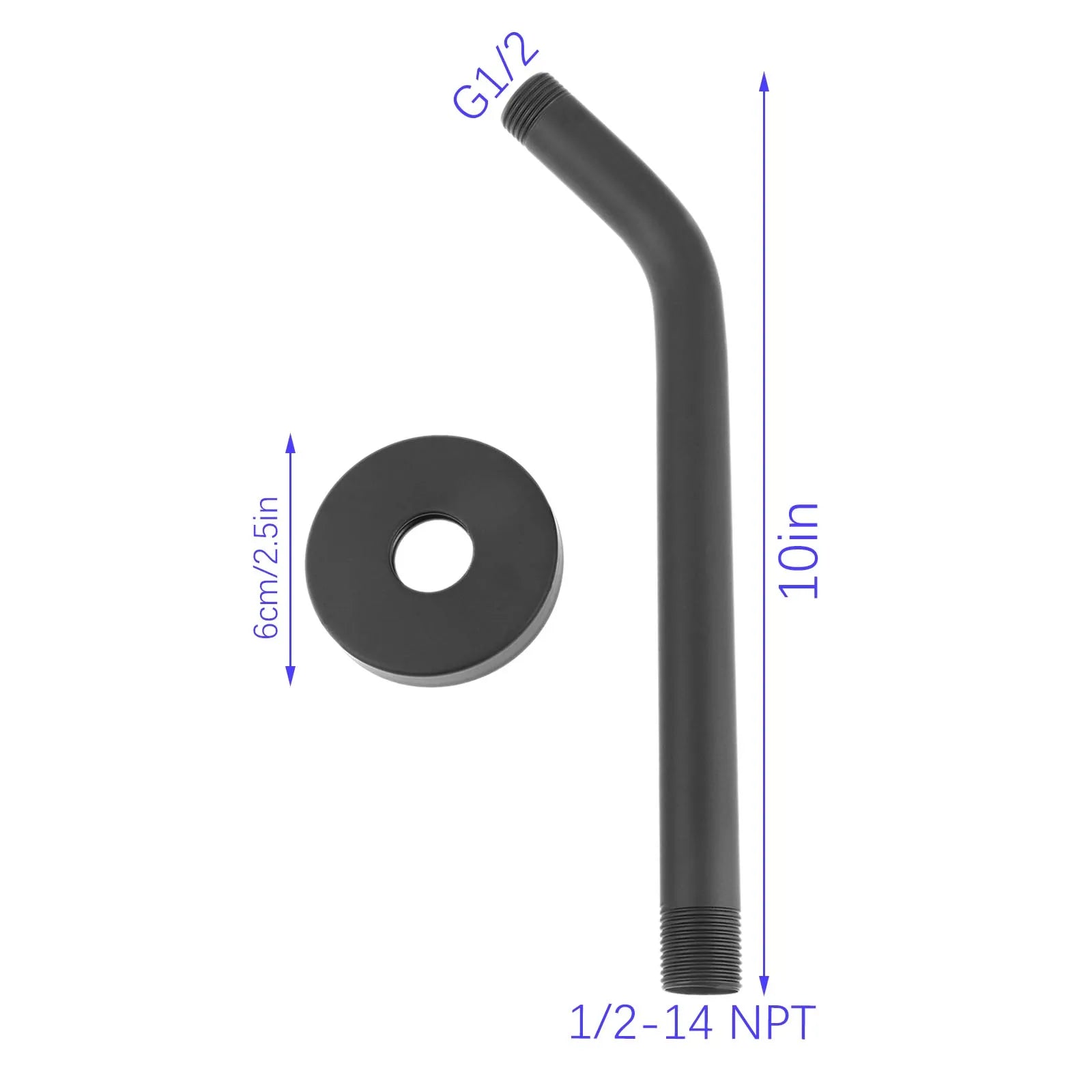 Stainless Steel Rain Shower Head with 8/10/12 Inch Adjustable Arm – High-Pressure Luxury Wall-Mount Shower Head