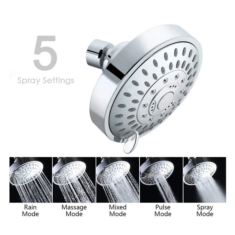 High-Pressure Chrome Rain Shower Head – Adjustable 3-Mode Wall-Mount Shower Head for Powerful Full Coverage