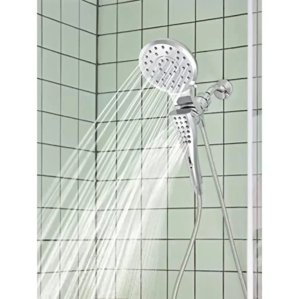 Dual 2-in-1 Handheld and Fixed Shower Head – 7 Spray Modes High-Pressure Chrome Shower System