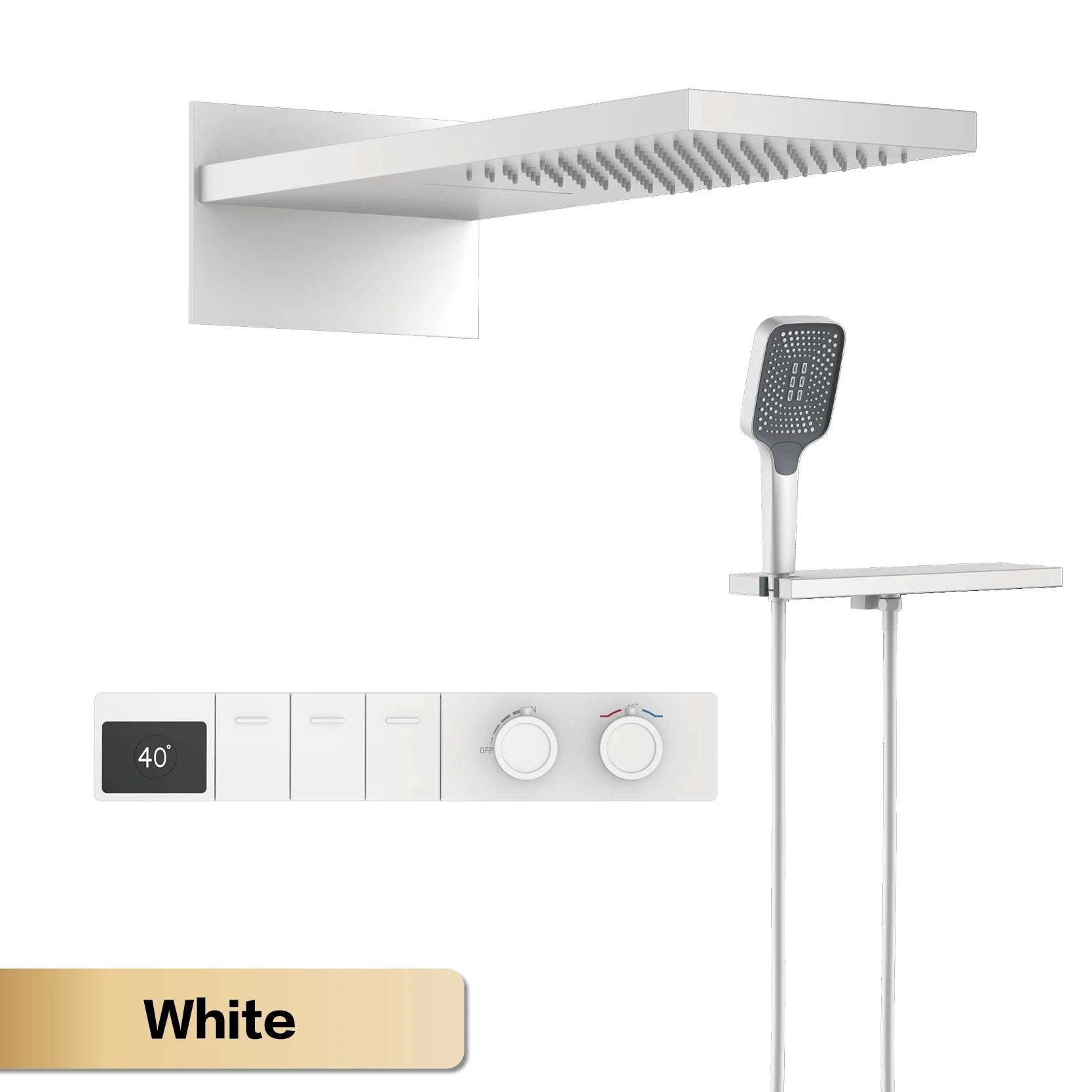 Luxury Digital Thermostatic Rainfall Shower System with Handheld Sprayer & Waterfall Mode – Modern Wall-Mounted Shower Set