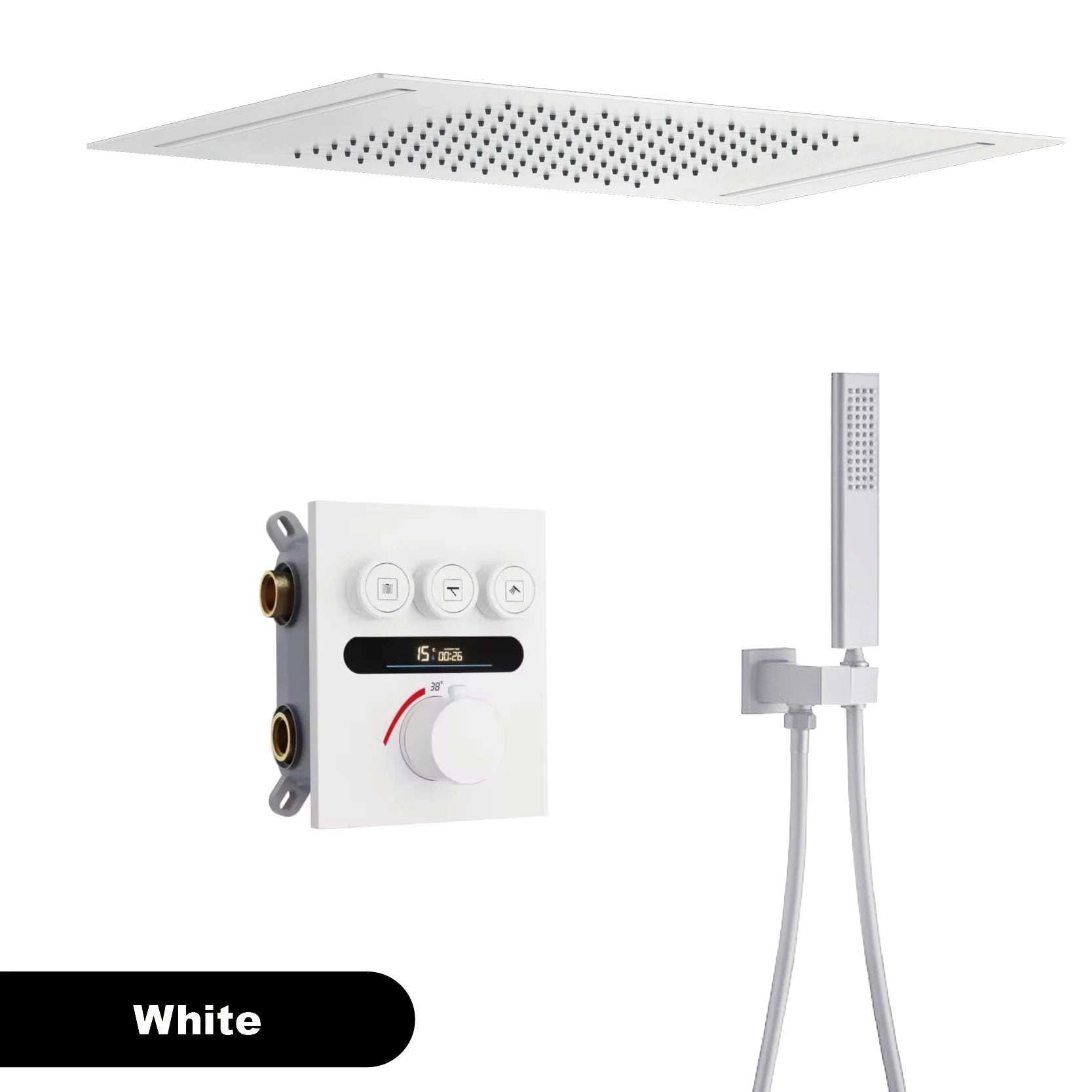 Smart Digital Rainfall Shower System with Thermostatic Control & Handheld Sprayer – Luxury Wall-Mount Set