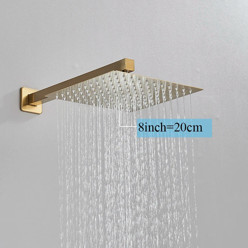 Ultra-Thin Rainfall Shower Head – Water Saving Stainless Steel 8/10/12 Inch with Wall Mount Arm