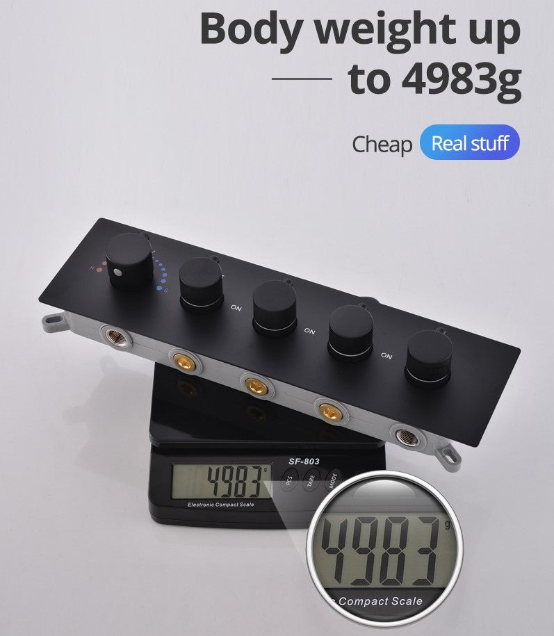 Sedona 16"x"16" Luxury Thermostatic LED Bluetooth Music Shower Set with Rain,Waterfall & Mist Spray Functions.