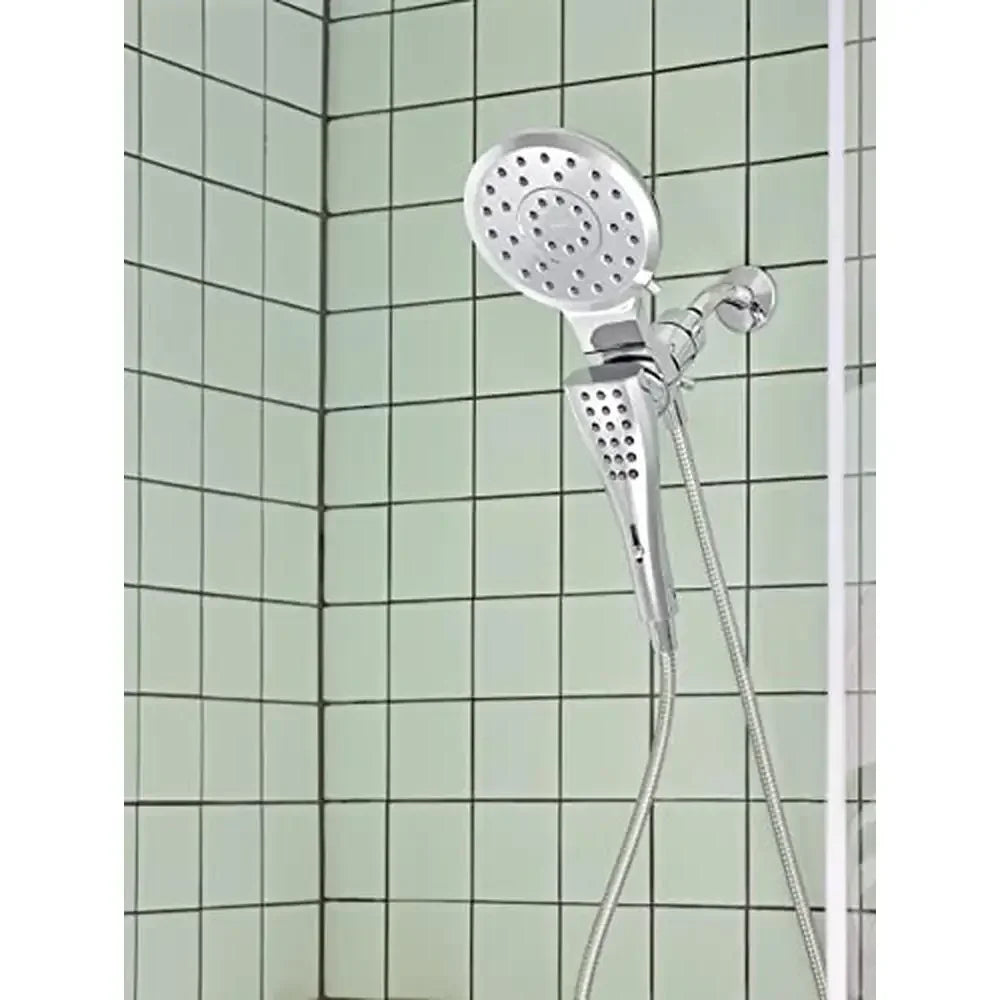 Dual 2-in-1 Handheld and Fixed Shower Head – 7 Spray Modes High-Pressure Chrome Shower System