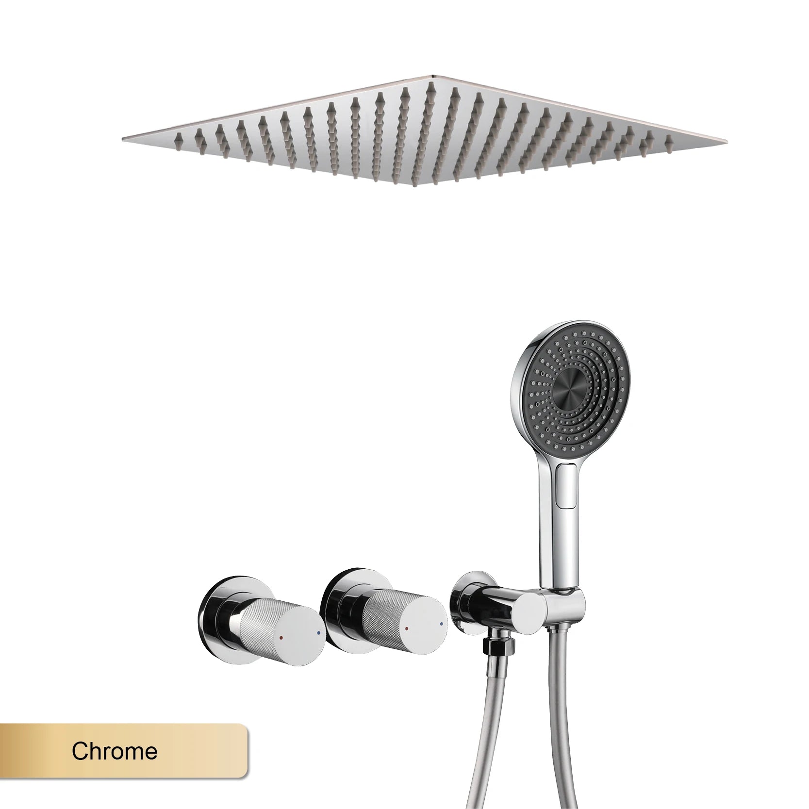 Modern Ceiling Rainfall Shower System – Minimalist Built-In Shower Set with Handheld Sprayer | Concealed Bathroom Fixture